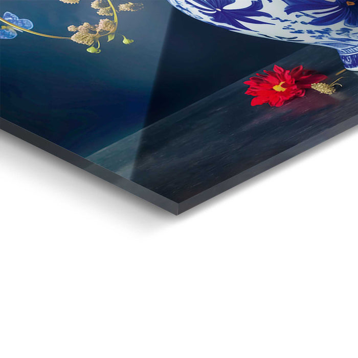 Reinders - Delft Blue Field Bouquet - Glasschilderij 78x116cm