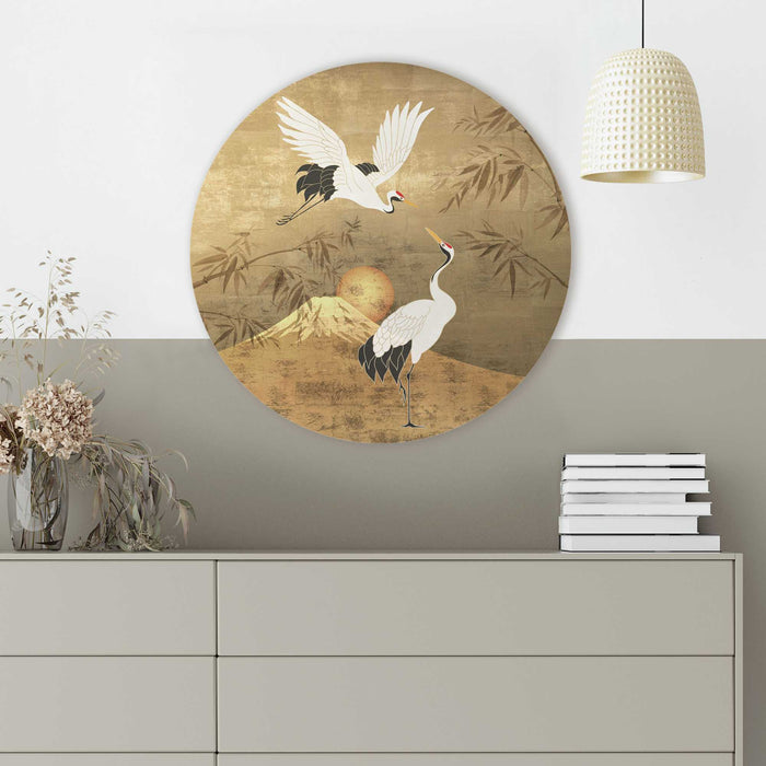 Reinders - Japanese Cranebirds - Glasschilderij Ø 50 cm