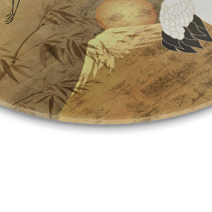 Reinders - Japanese Cranebirds - Glasschilderij Ø 70 cm