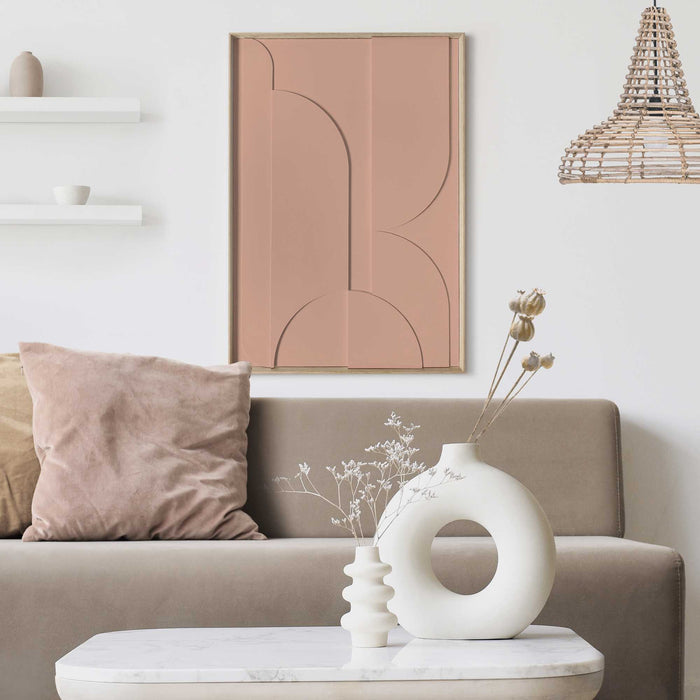 Reinders - Puzzeled Relief Art Schilderij - 70 x 50 cm - Terra Pink