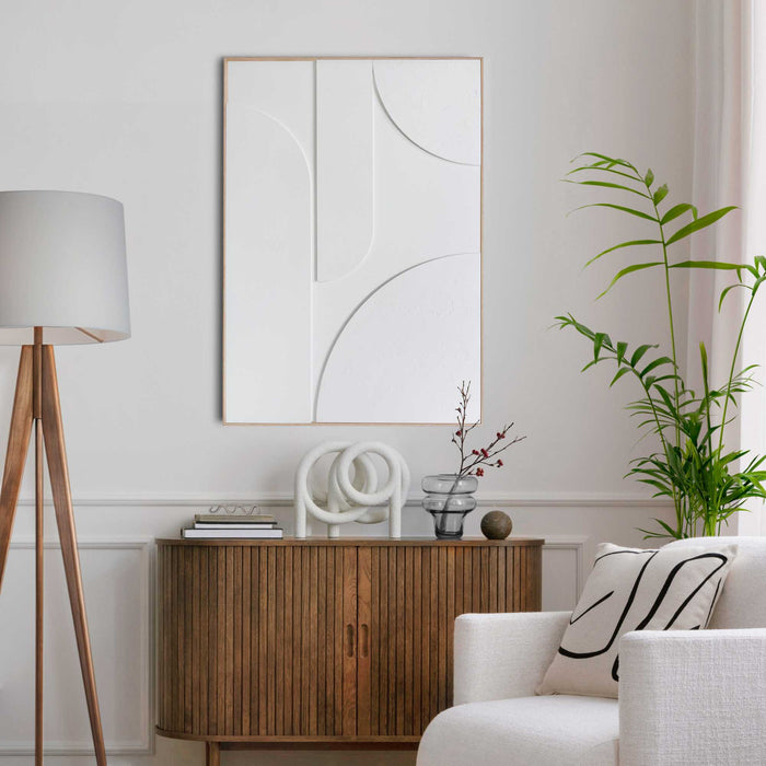 Reinders - Saturn - Relief Art Schilderij 100 x 70 cm - Wit