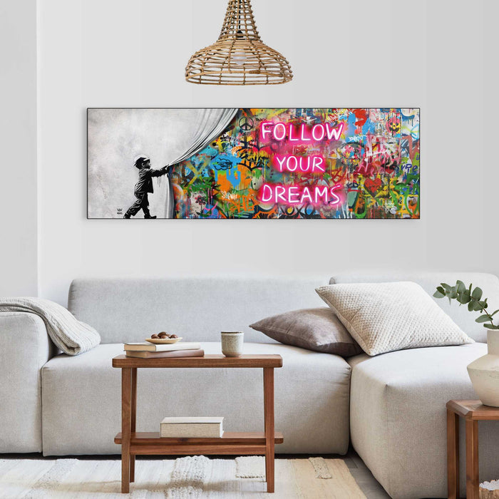 Reinders - Follow your Dreams - Schilderij 52x156cm Zwart