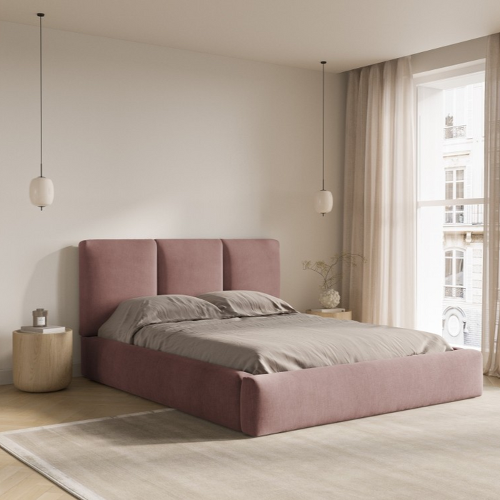Windsor & Co Horizon Bedframe met Opbergvak - 140 x 200 cm - Chenille - Roze
