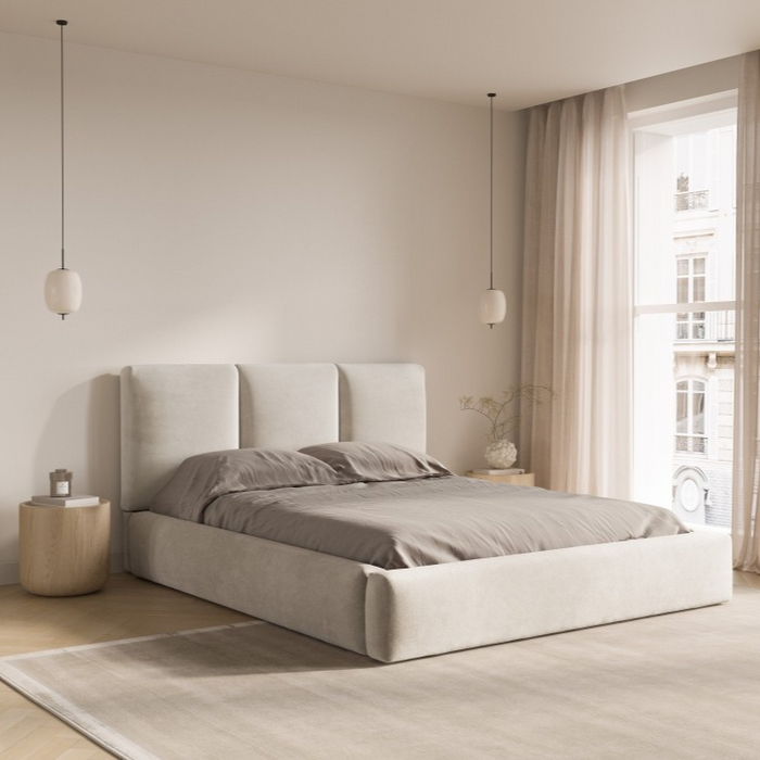 Windsor & Co Horizon Bedframe met Opbergvak - 140 x 200 cm - Fluweel - Crème