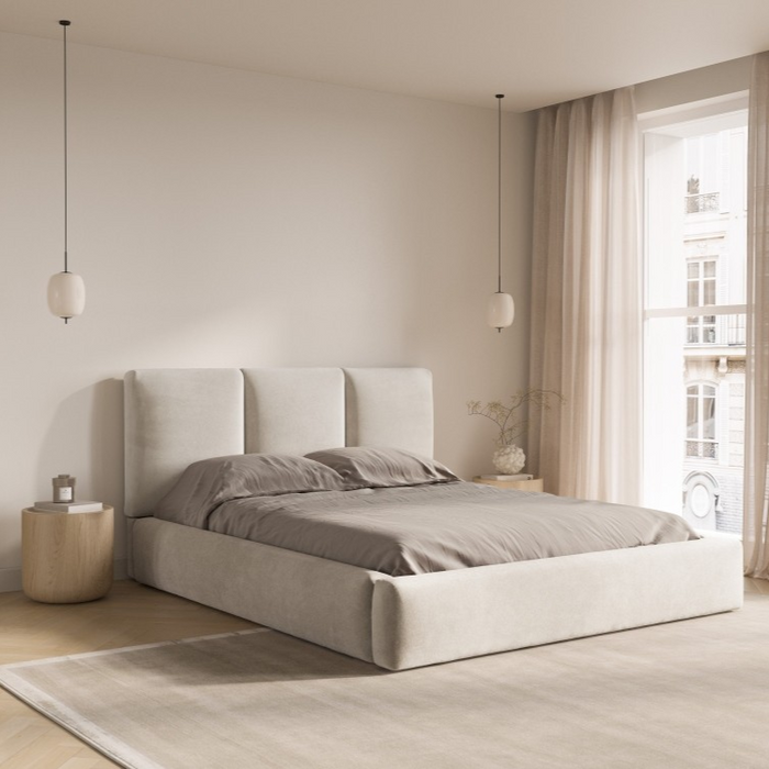 Windsor & Co Horizon Bedframe met Opbergvak - 200 x 200 cm - Fluweel - Crème
