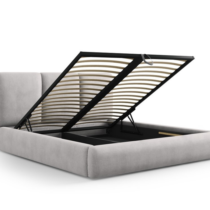 Windsor & Co Horizon Bedframe met Opbergvak - 200 x 200 cm - Chenille - Grijs