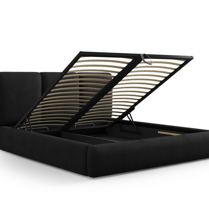 Windsor & Co Horizon Bedframe met Opbergvak - 200 x 200 cm - Chenille - Zwart