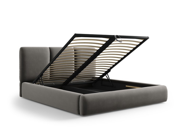 Windsor & Co Horizon Bedframe met Opbergvak - 140 x 200 cm - Fluweel - Grijs