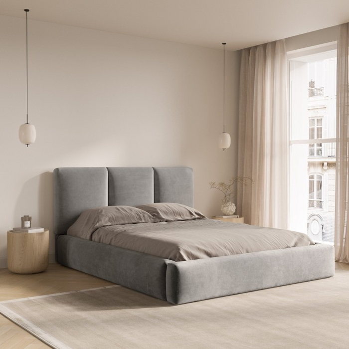 Windsor & Co Horizon Bedframe met Opbergvak - 140 x 200 cm - Fluweel - Grijs
