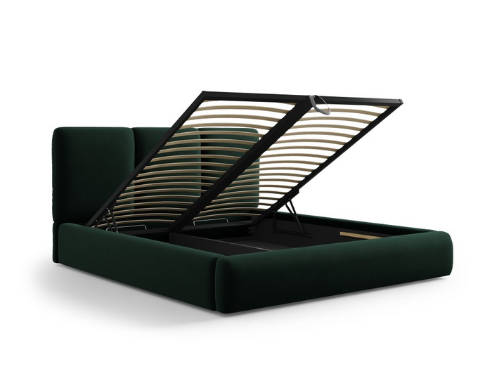 Windsor & Co Horizon Bedframe met Opbergvak - 140 x 200 cm - Fluweel - Flessengroen