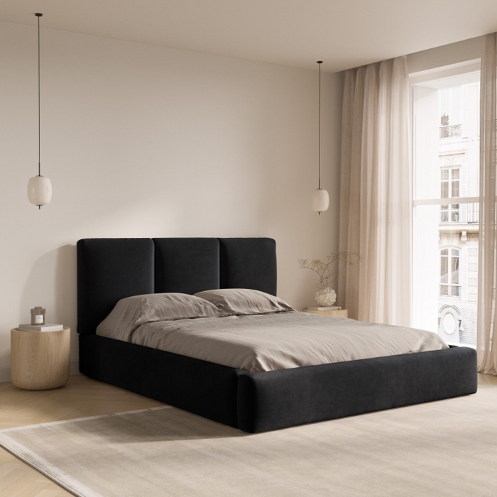 Windsor & Co Horizon Bedframe met Opbergvak - 140 x 200 cm - Fluweel - Zwart