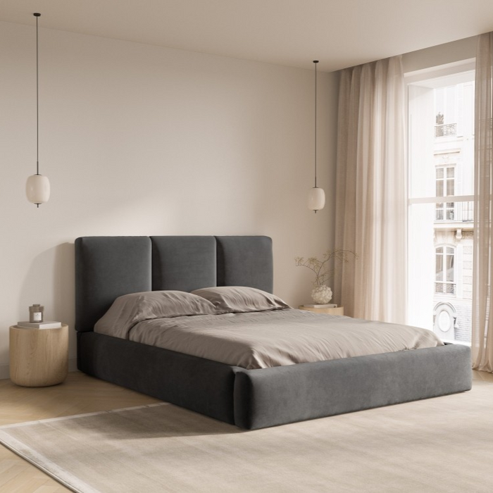 Windsor & Co Horizon Bedframe met Opbergvak - 200 x 200 cm - Fluweel - Donkergrijs