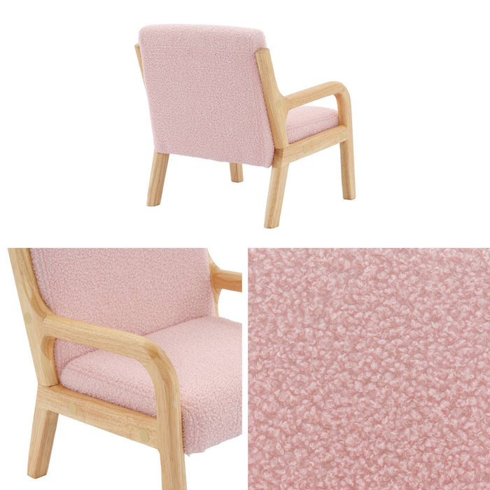 sweeek - Scandinavische kinderfauteuil in hout en boucléstof