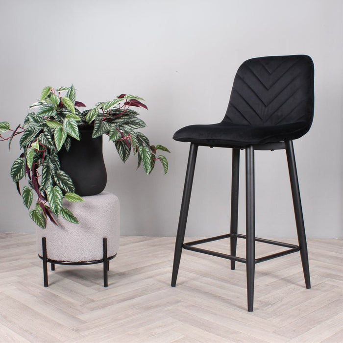 DS4U Gaby barkruk velvet 65 cm 2.0 - zwart