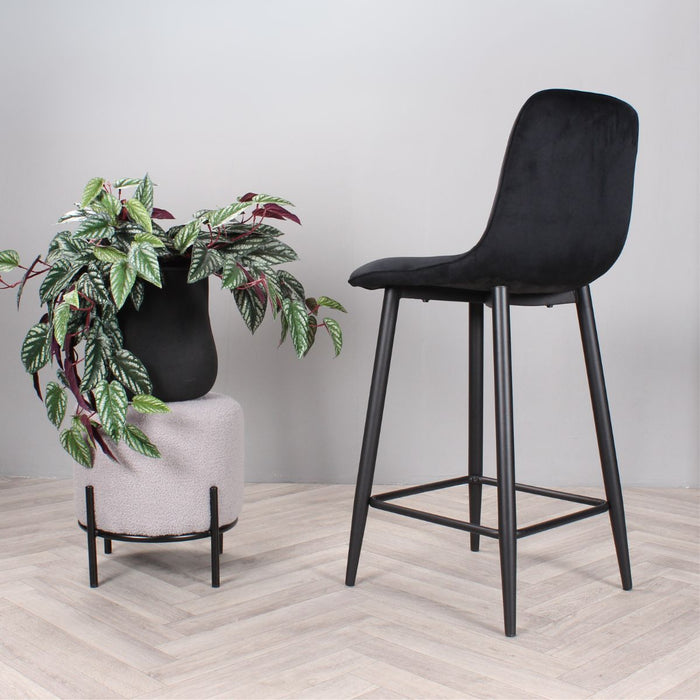 DS4U Gaby barkruk velvet 65 cm 2.0 - zwart