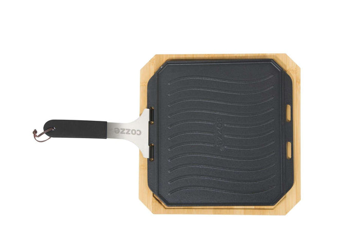 Cozze - Pan Gietijzer Dubbelzijdig Gebruik met Beukenhout Serveerplank 33 cm