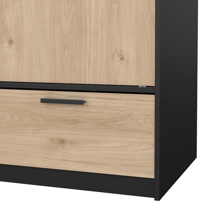 by fonQ basic Slim Kledingkast - B 121,2 - Eiken met zwarte rand