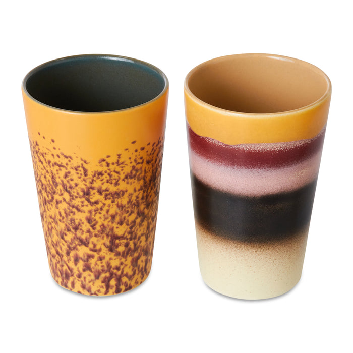 HKliving 70's Ceramics Theemok 0,47 L - Set van 2 - Beach