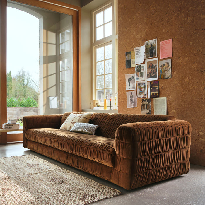 HKliving Club 4-zitsbank - Royal Velvet - Caramel