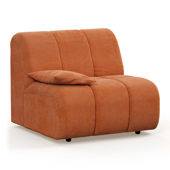 HKliving Wave Bank Element - Hoekstuk Links Laag - Dusty Orange