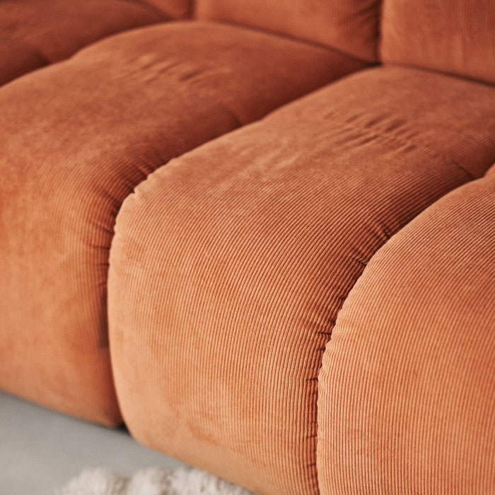 HKliving Wave Bank Element - Hoekstuk Links Laag - Dusty Orange