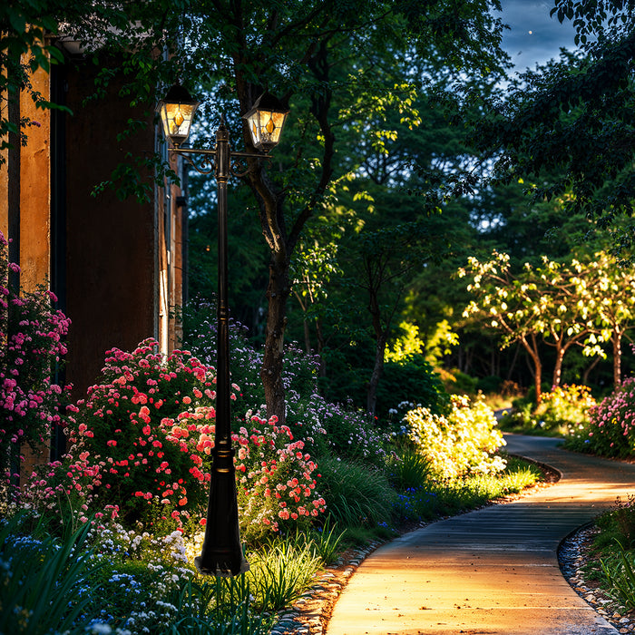 QAZQA Vintage buiten lantaarn antiek goud 240 cm 2-lichts - Antigua