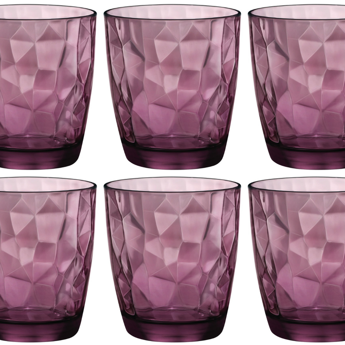 Bormioli Rocco Waterglazen Diamond - Paars - 390 ml - 6 stuks