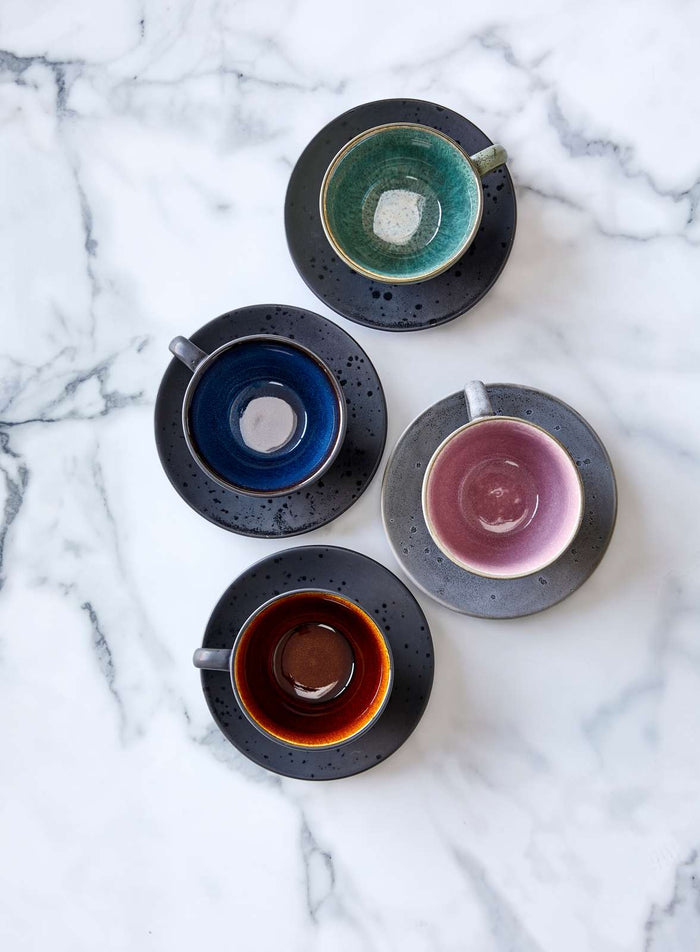 Bitz Kop en Schotel Gastro Zwart|multi Blauw 240 ml - 4 Stuks