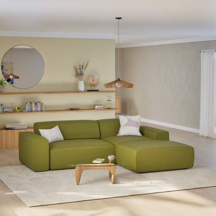 NADUVI Collection Nina Hoekbank Rechts - Velvet - Olijfgroen
