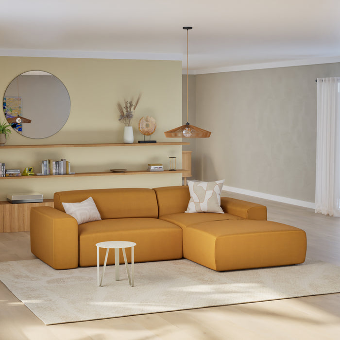 NADUVI Collection Nina Hoekbank Rechts - Velvet - Mosterdgeel