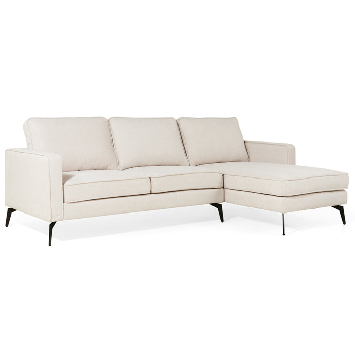 by fonQ Milan Hoekbank met Chaise Longue 3-zitsbank - Links / Rechts - Linnen - Beige