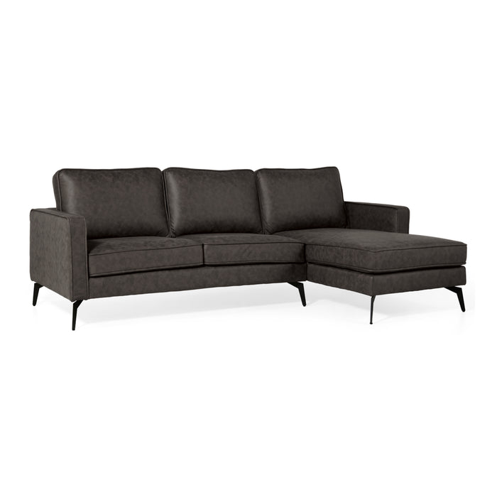 by fonQ Milan Hoekbank met Chaise Longue 3-zitsbank - Links / Rechts - Microleder - Antraciet