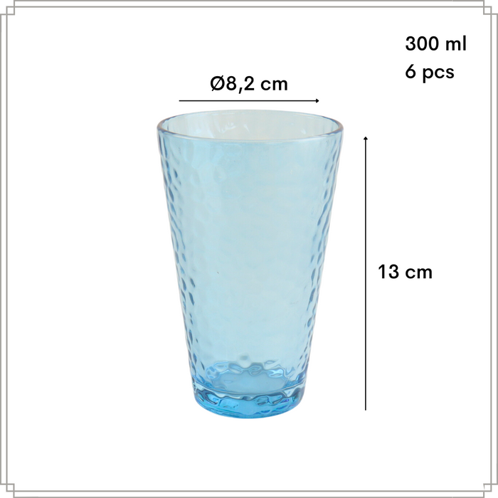 OTIX Waterglazen Longdrink Glazen Set van 6 Stapelbaar 300ml Gehame...