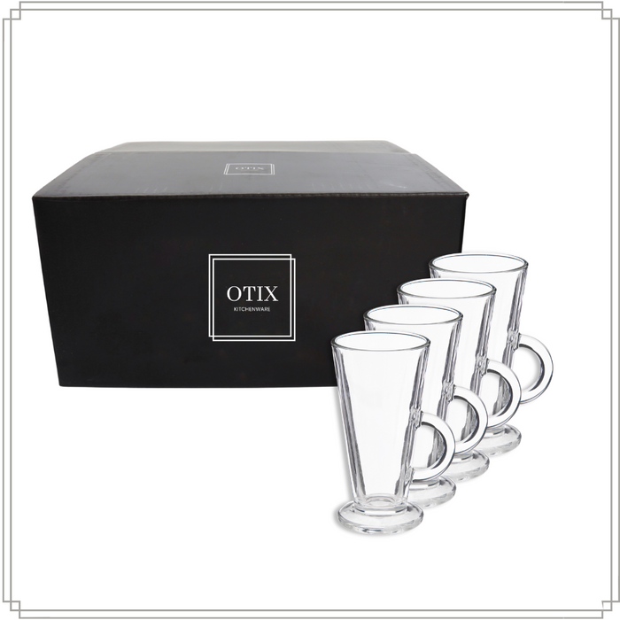 OTIX Latte Macchiato Glazen 280 ml 4 Stuks Theeglazen met Oor Cappu...