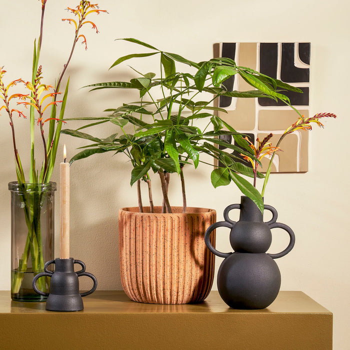 Mica Decorations Pepe Vaas - H28 x Ø12 cm - Gerecycled Glas - Grijs