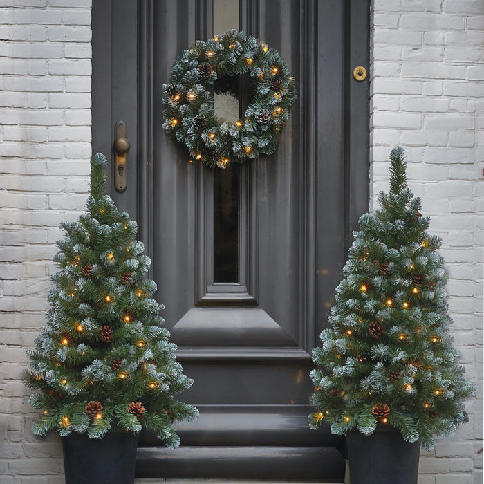 Black Box Trees Norton 2 Kunstkerstbomen|1 Kerstkrans - LED -H90xØ45cm