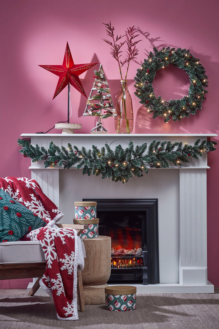 Black Box Trees Creston Kerstkrans met LED Verlichting - Ø60cm - Groen