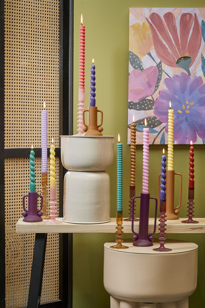 Mica Decorations Agios kandelaar glas bruin - h20xd7,5cm