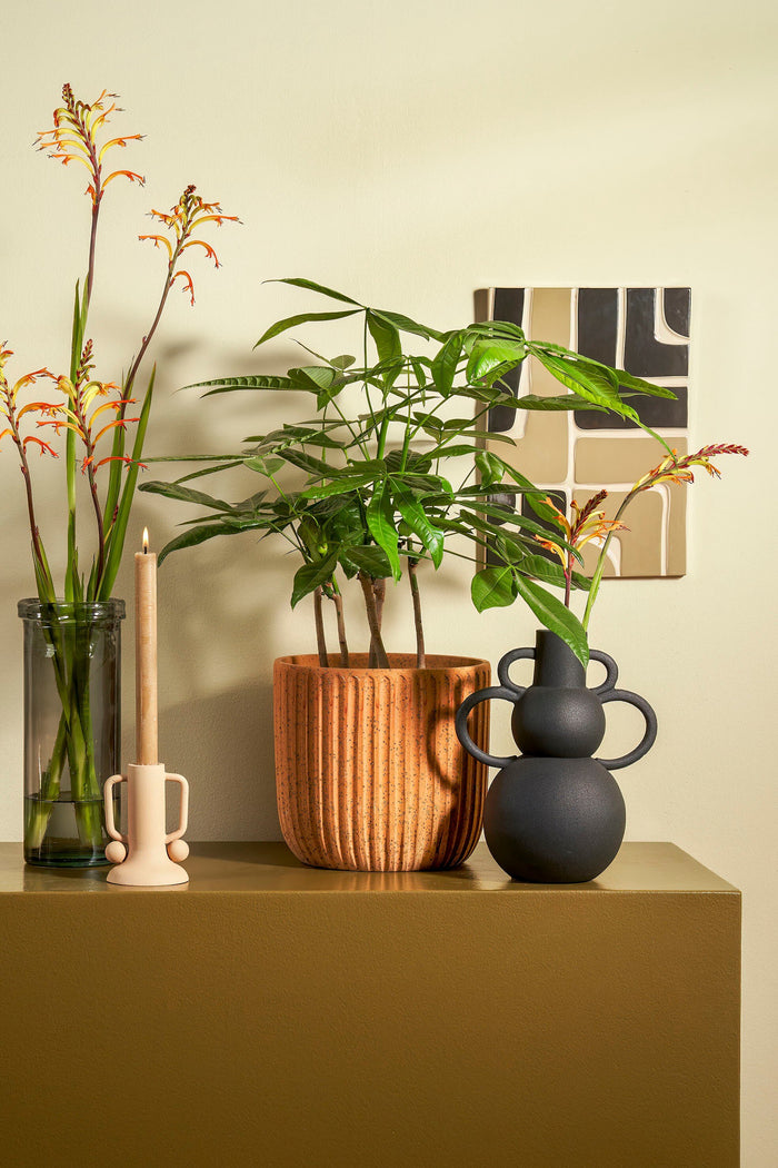 Mica Decorations Ula Kandelaar - H12 x Ø8 cm - Metaal - Beige