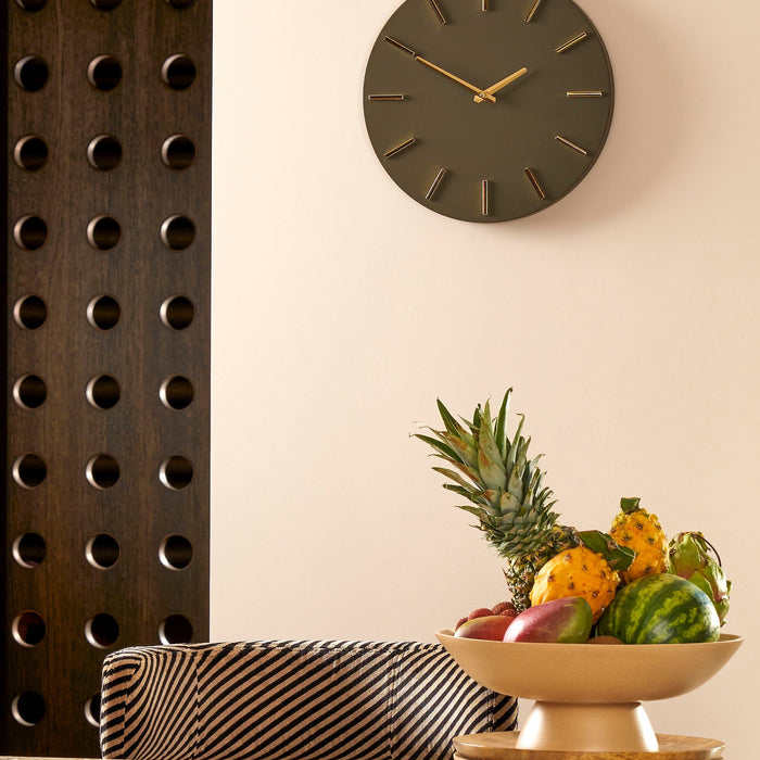 Mica Decorations Brixen Wandklok - Ø35,5 cm - Donkergroen