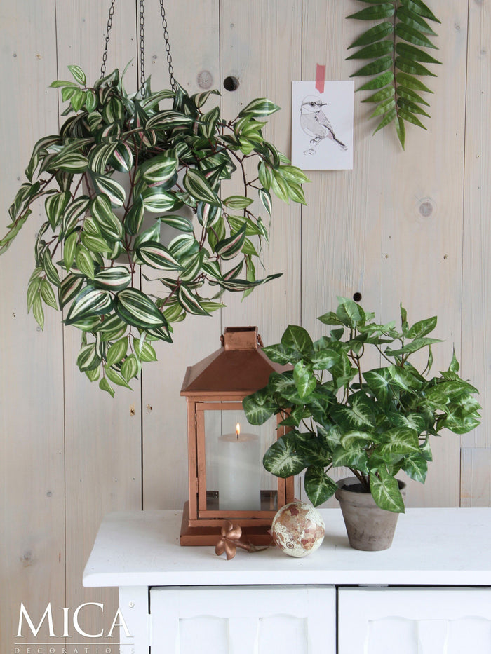 Mica Decorations Tradescantia Kunst Hangplant - H54 cm - Groen