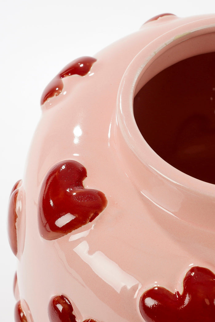 Mica Decorations Hearts Vaas - H28 x Ø29 cm - Keramiek - Roze, Rood