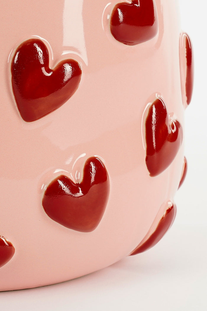 Mica Decorations Hearts Vaas - H28 x Ø29 cm - Keramiek - Roze, Rood