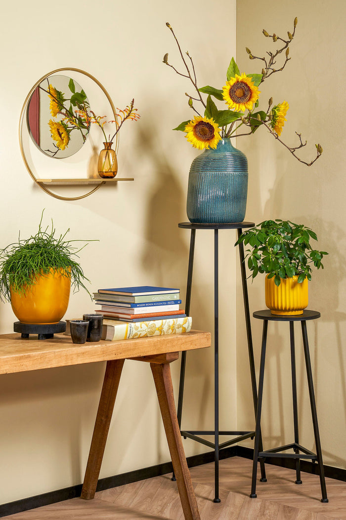 Mica Decorations Plantentafel - H80 x Ø30 cm - Metaal - Zwart