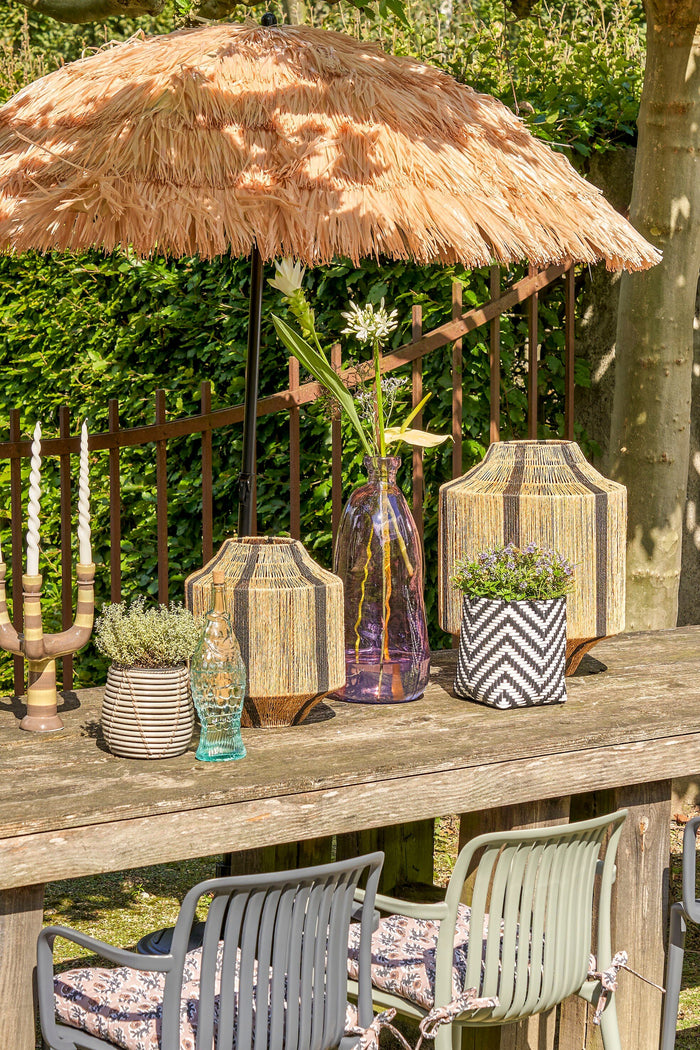 Mica Decorations Liliano Lantaarn - H36 x Ø30 cm - Jute - Zwart