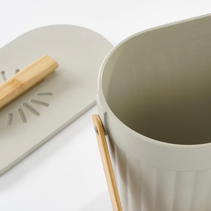 Mica Decorations Manja Afvalemmer - Bamboe - Lichtgrijs