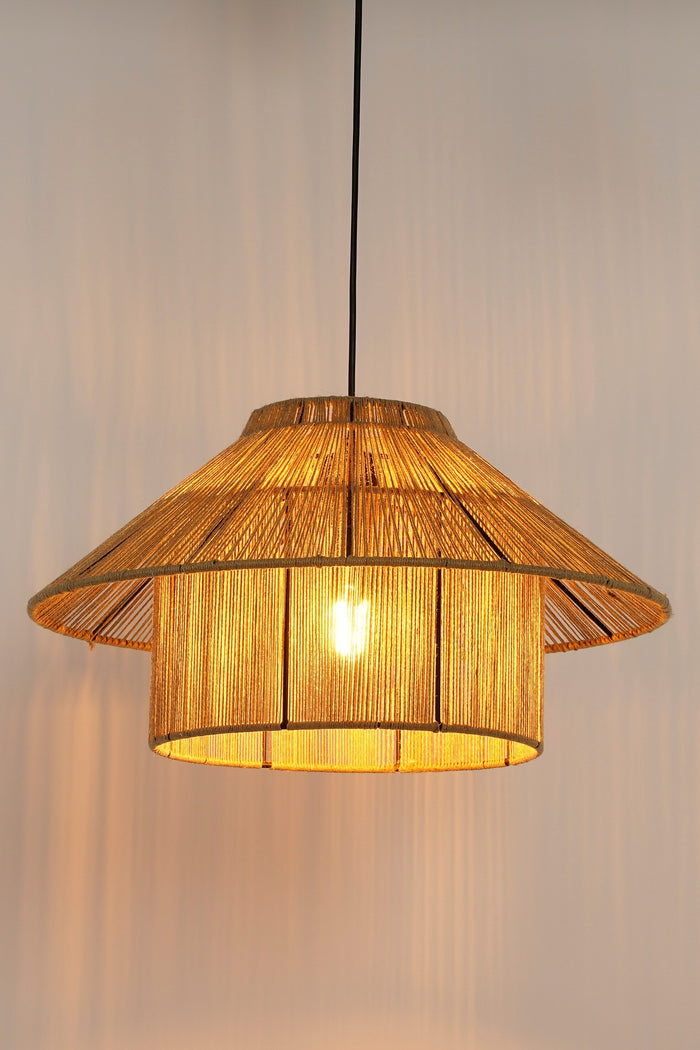 Mica Decorations Elsa Hanglamp - H28 x Ø50 cm - Jute - Lichtbruin