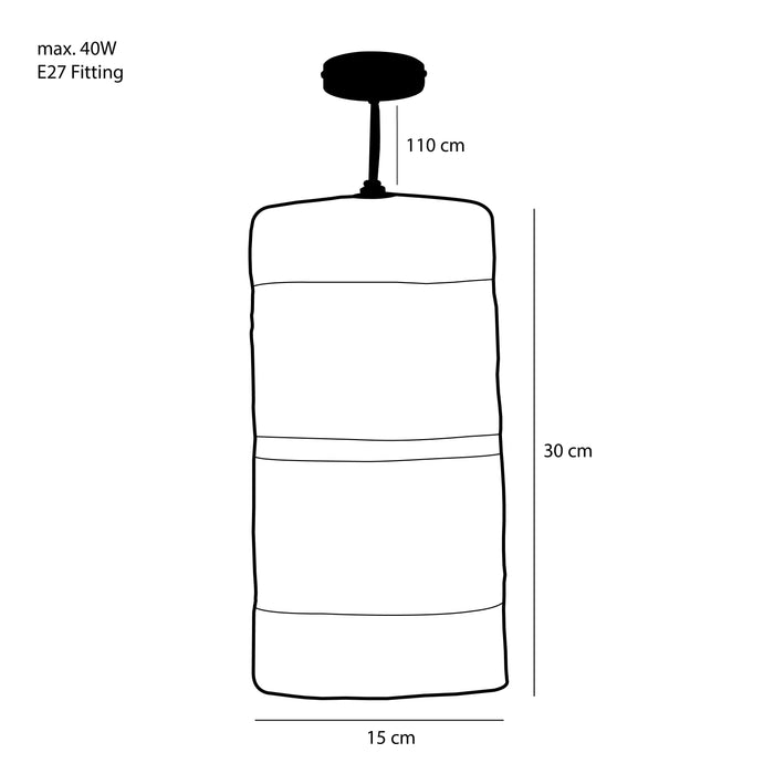 Mica Decorations Jinx Hanglamp - H30 x Ø15 cm - Jute - Zwart