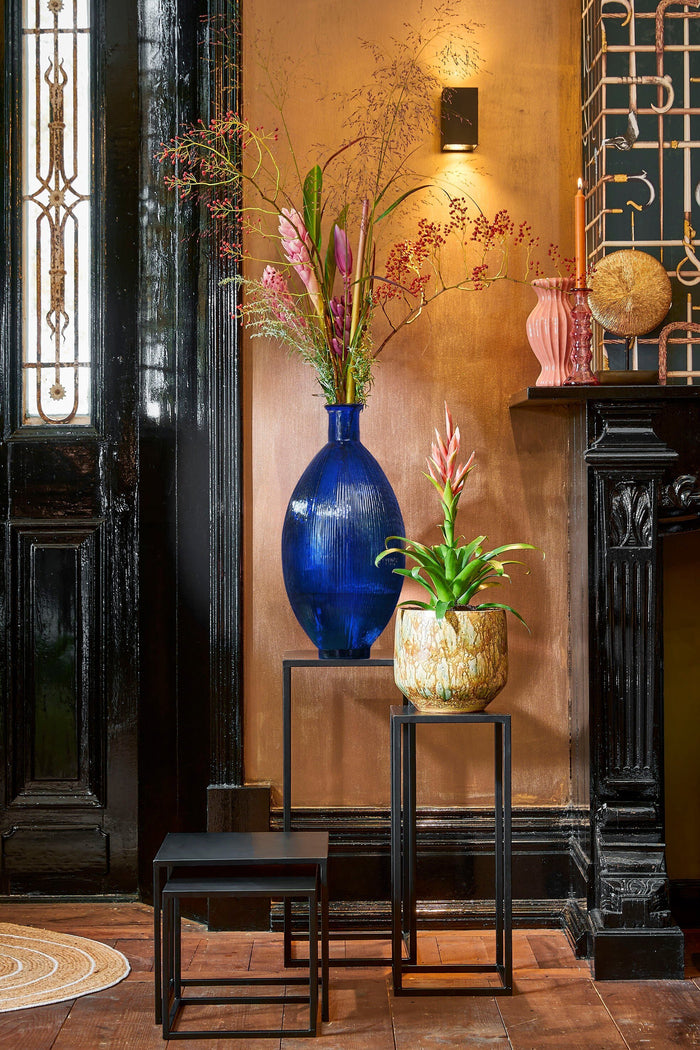 Mica Decorations Firenza Fles Vaas - H59 x Ø29 cm - Donkerblauw