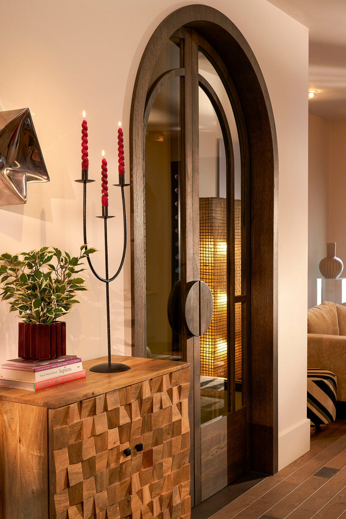 Mica Decorations Kantas Kandelaar - L30 x B15 x H73 cm - Zwart